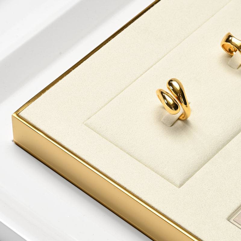 Gold Metal Beige Color Jewelry Showcase Display Set JS117 Promotion