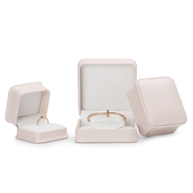 Pink PU Leather Jewelry Gift Ring Box H14601