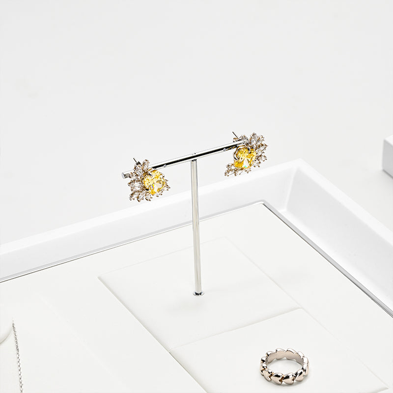 Silver Metal White Color Jewelry Showcase Display Set JS120 Promotion