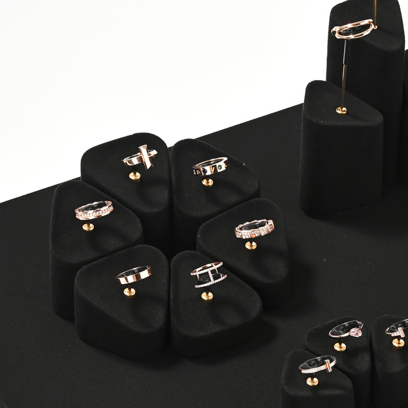 FANXI Black Microfiber Earrings Ring Necklace Jewelry Display Set TT350
