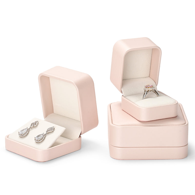 Nice Pink PU Leather Velvet Jewelry Ring Box H16101