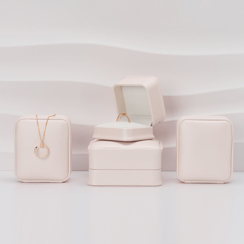 Pink PU Leather Jewelry Gift Ring Box H14601