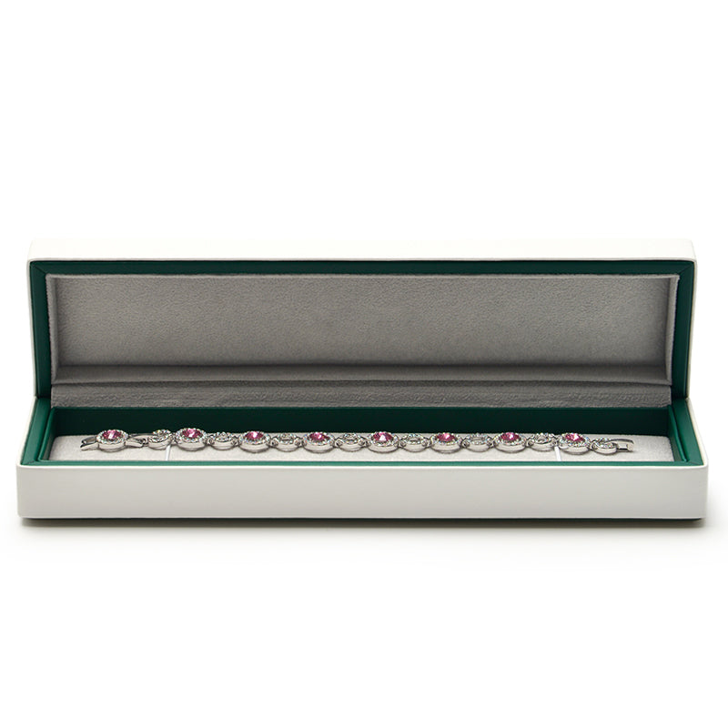 FANXI White PU Leather With Gray Microfiber Jewelry Gift Box H055