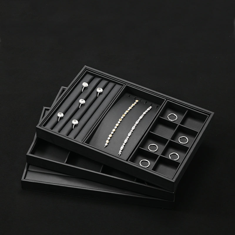 Black PU Leather Jewelry Display Tray P017