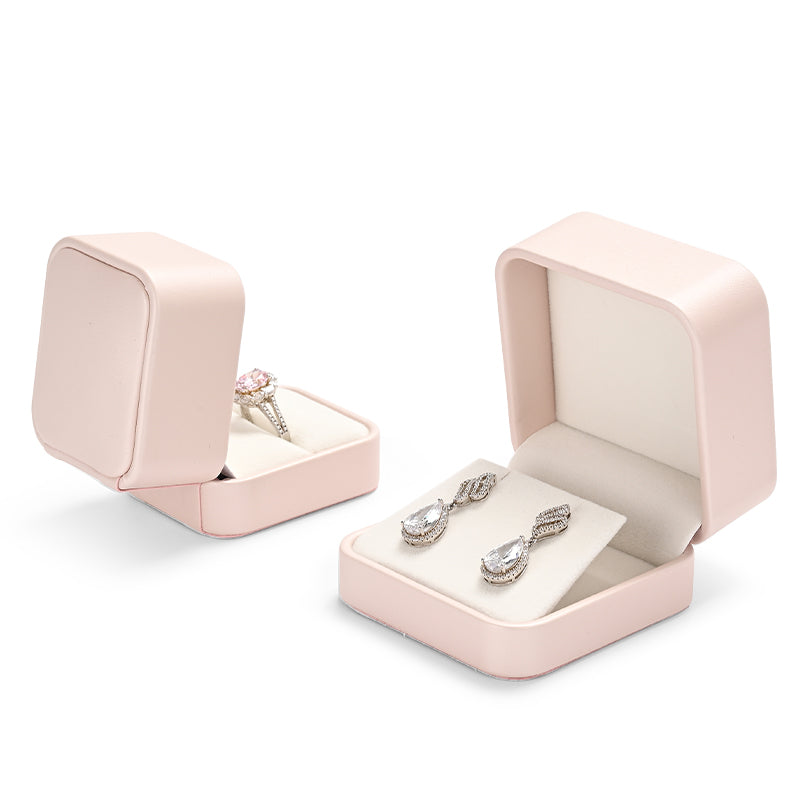 Nice Pink PU Leather Velvet Jewelry Packaging Box H161