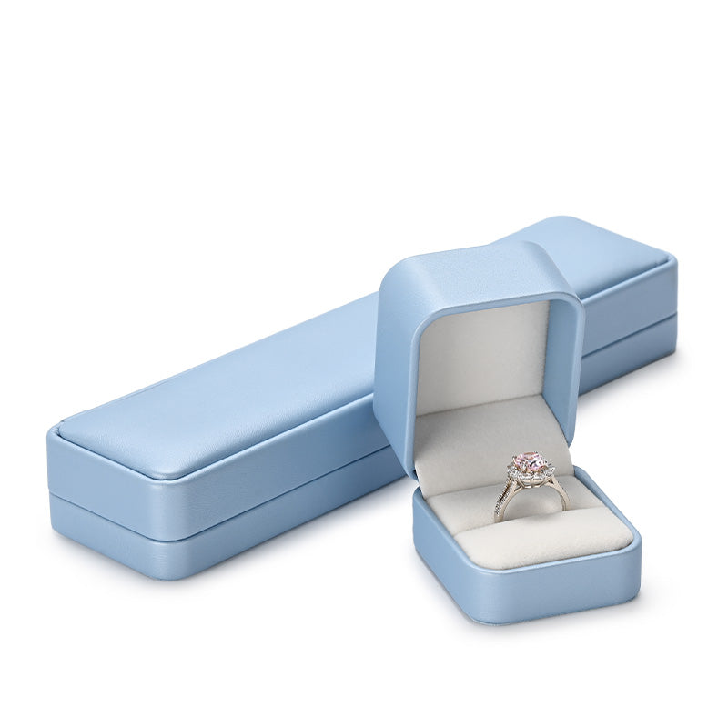 Sky Blue PU Leather Velvet Jewelry Ring Box H15901