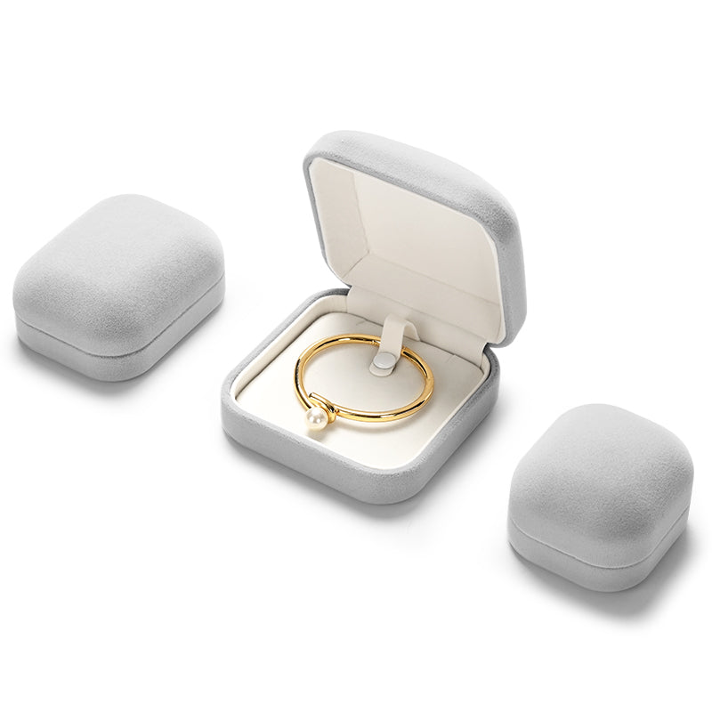 Round Light Gray Color Jewelry Ring Box H16501