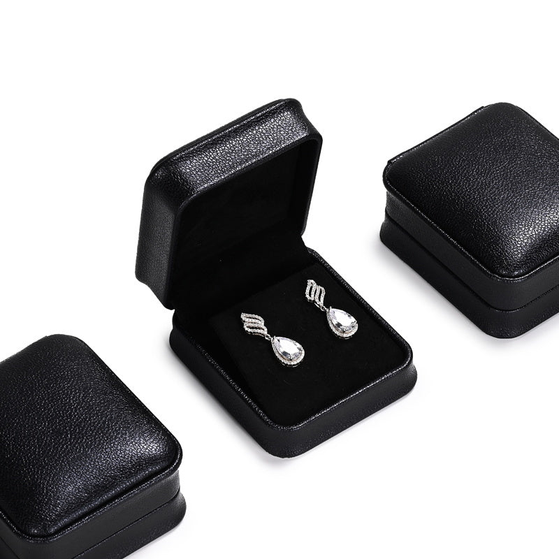 Classic Navy Black PU Leather Jewelry Packaging Box H158