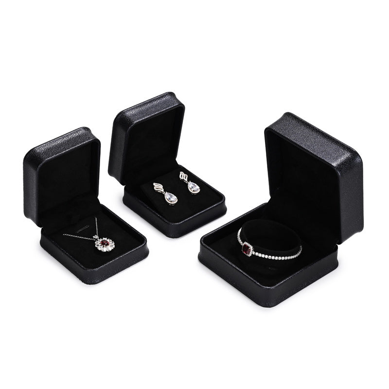 Classic Navy Black PU Leather Jewelry Packaging Box H158