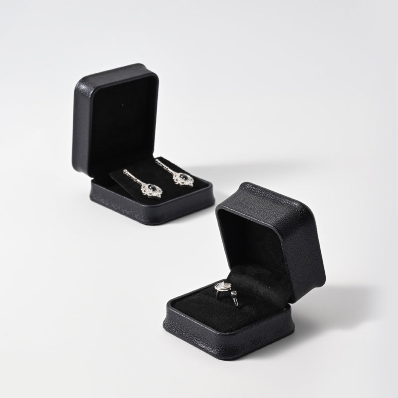 Classic Navy Black PU Leather Jewelry Packaging Box H158