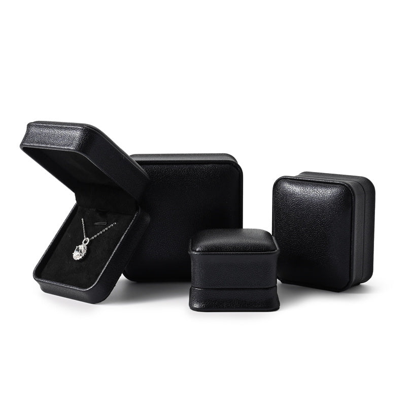 Classic Navy Black PU Leather Jewelry Packaging Box H158