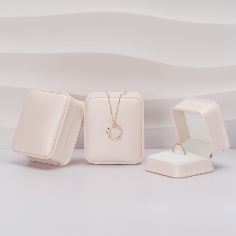 Pink PU Leather Jewelry Gift Ring Box H14601