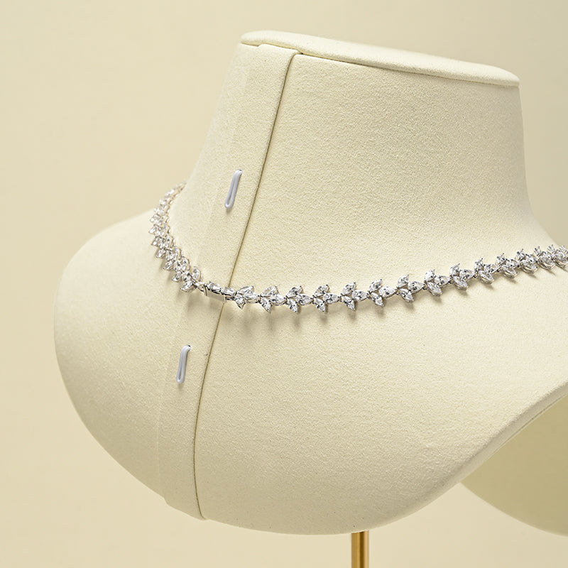 Luxury Beige Microfiber Necklace Bust Display Stand RX112