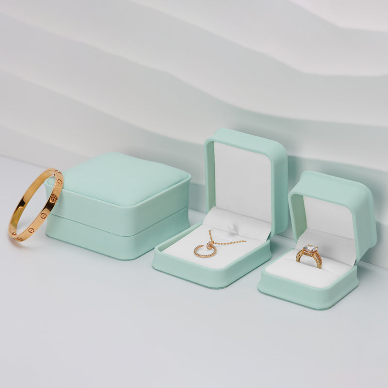 Light Blue PU Leather Jewelry Gift Packaging Box H144