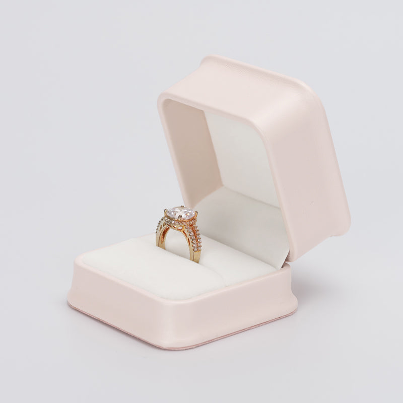 Pink PU Leather Jewelry Gift Ring Box H14601