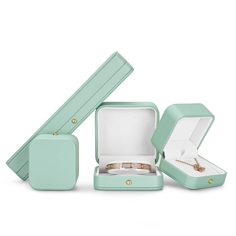 Mint Green PU Leather Jewelry Gift Ring Box H14701
