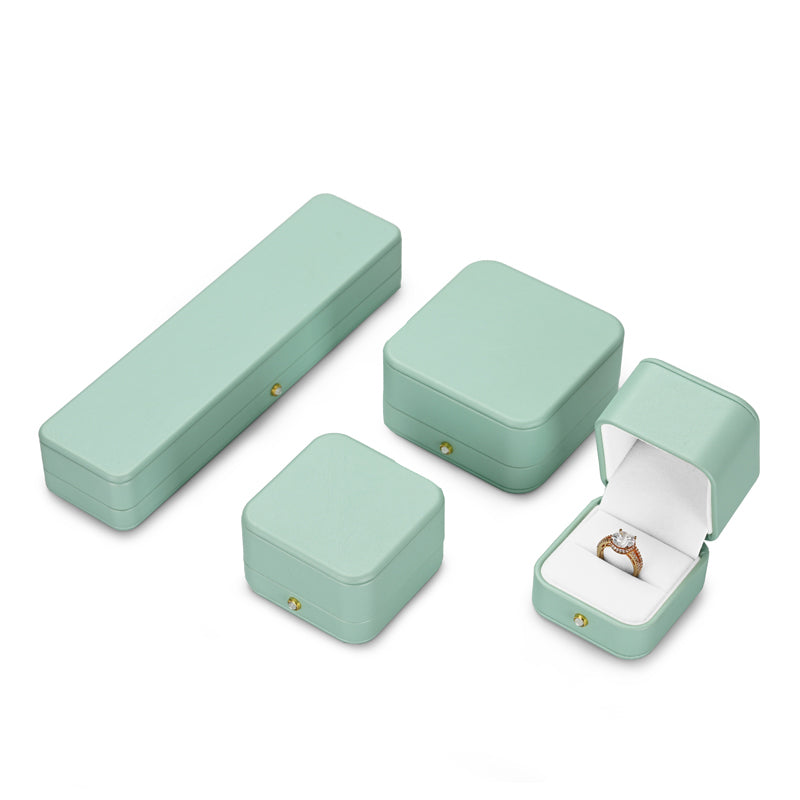 Mint Green PU Leather Jewelry Gift Ring Box H14701