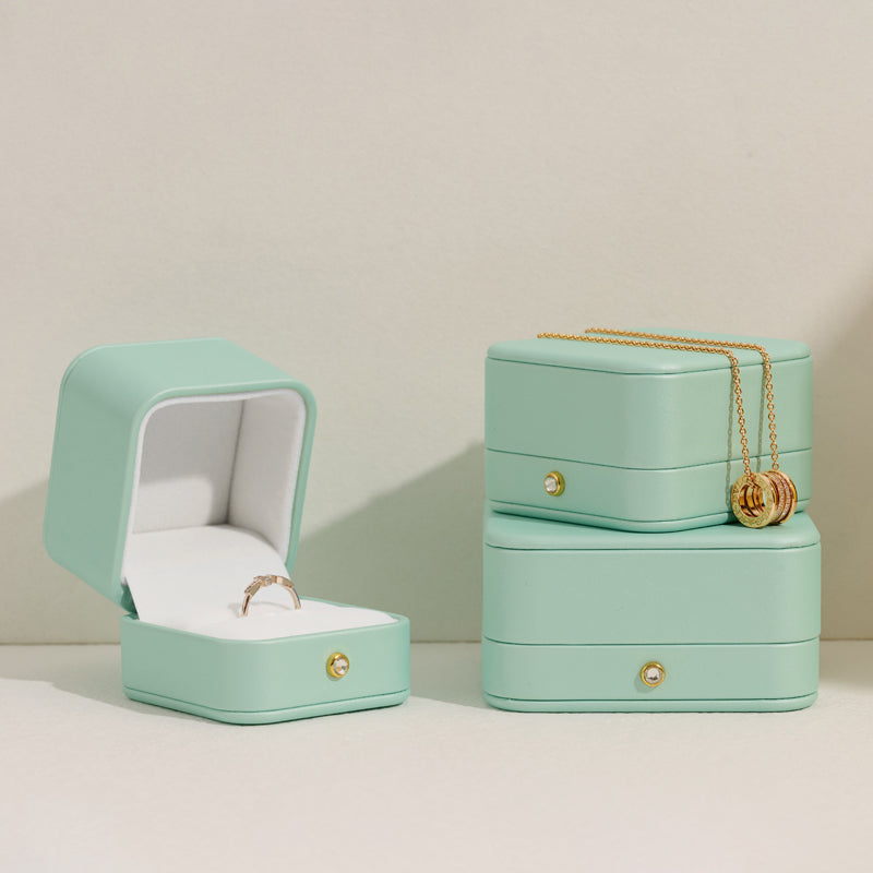 Mint Green PU Leather Jewelry Gift Ring Box H14701