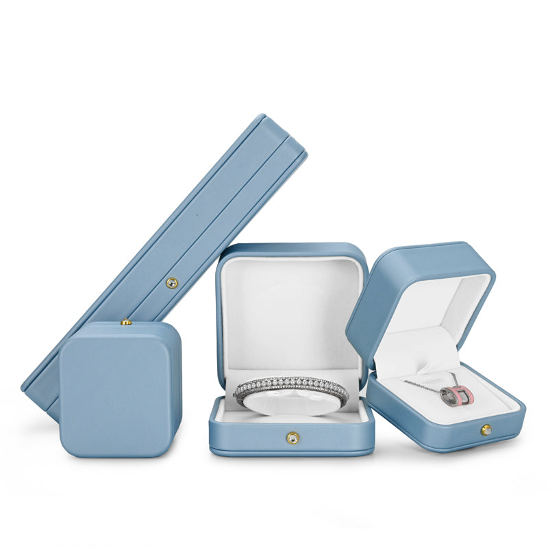 Sky Blue PU Leather Jewelry Gift Ring Box H14801
