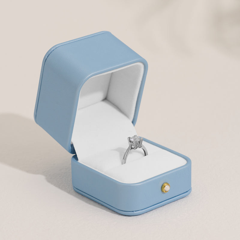 Sky Blue PU Leather Jewelry Gift Ring Box H14801