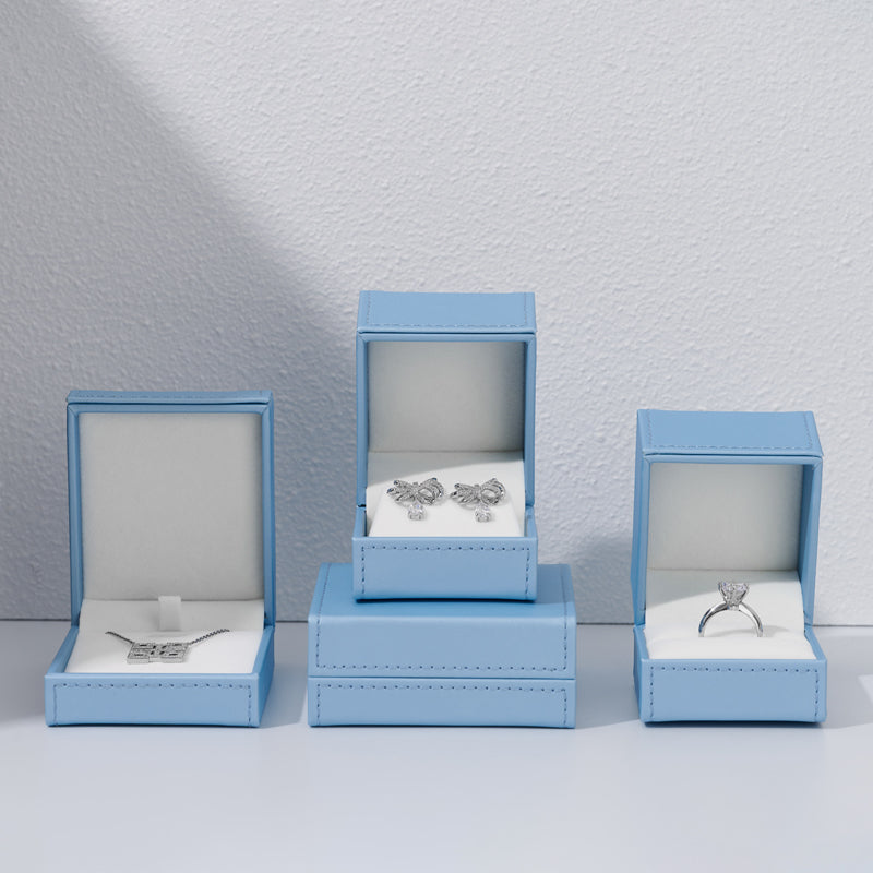Sky blue PU Leather Gift Jewelry Packaging Ring Box H14901