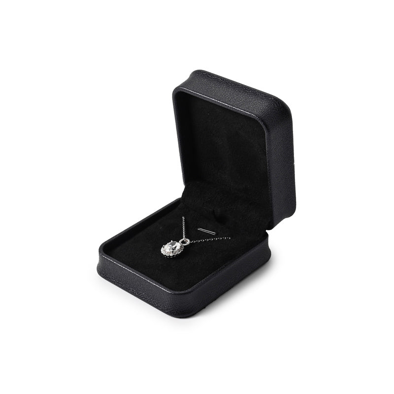 Classic Navy Black PU Leather Jewelry Packaging Box H158