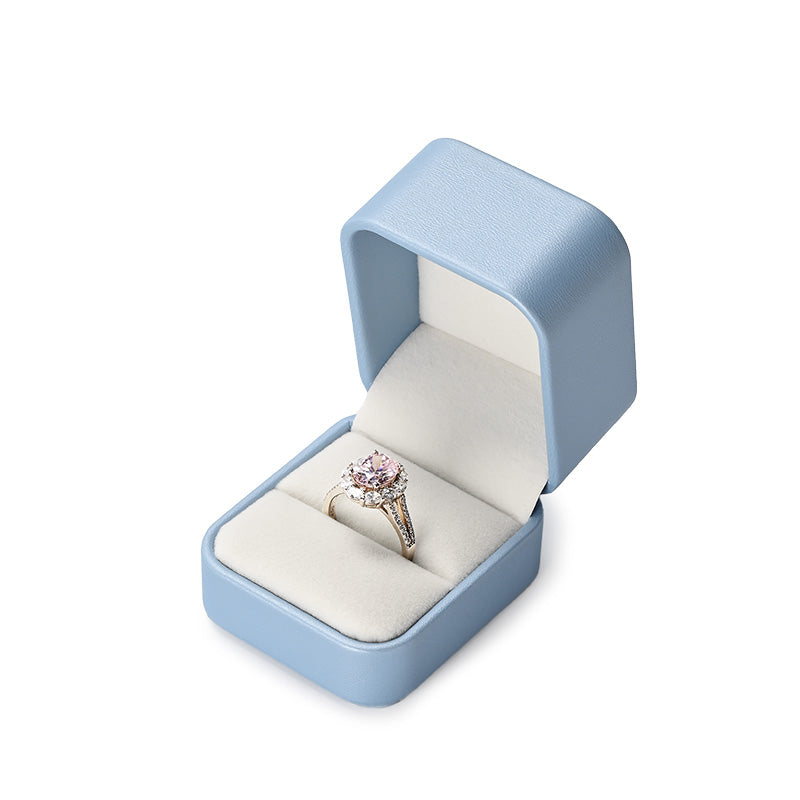Sky Blue PU Leather Velvet Jewelry Ring Box H15901
