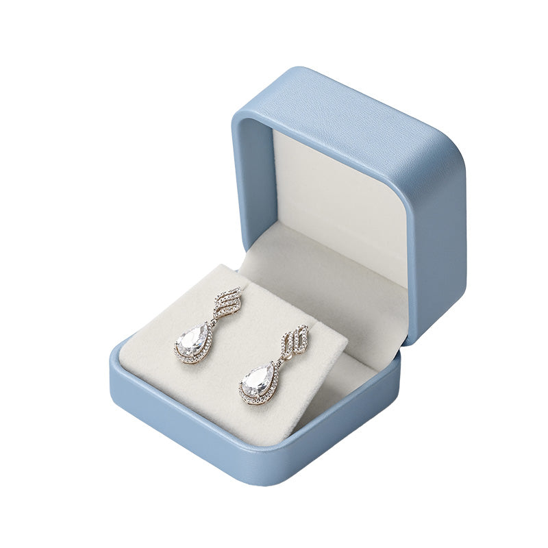 Sky Blue PU Leather Velvet Jewelry Packaging Box H159