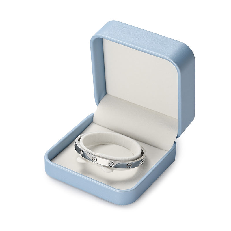 Sky Blue PU Leather Velvet Jewelry Packaging Box H159