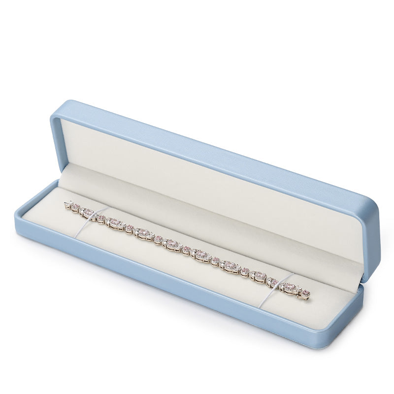 Sky Blue PU Leather Velvet Jewelry Packaging Box H159