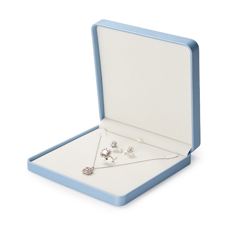 Sky Blue PU Leather Velvet Jewelry Packaging Box H159