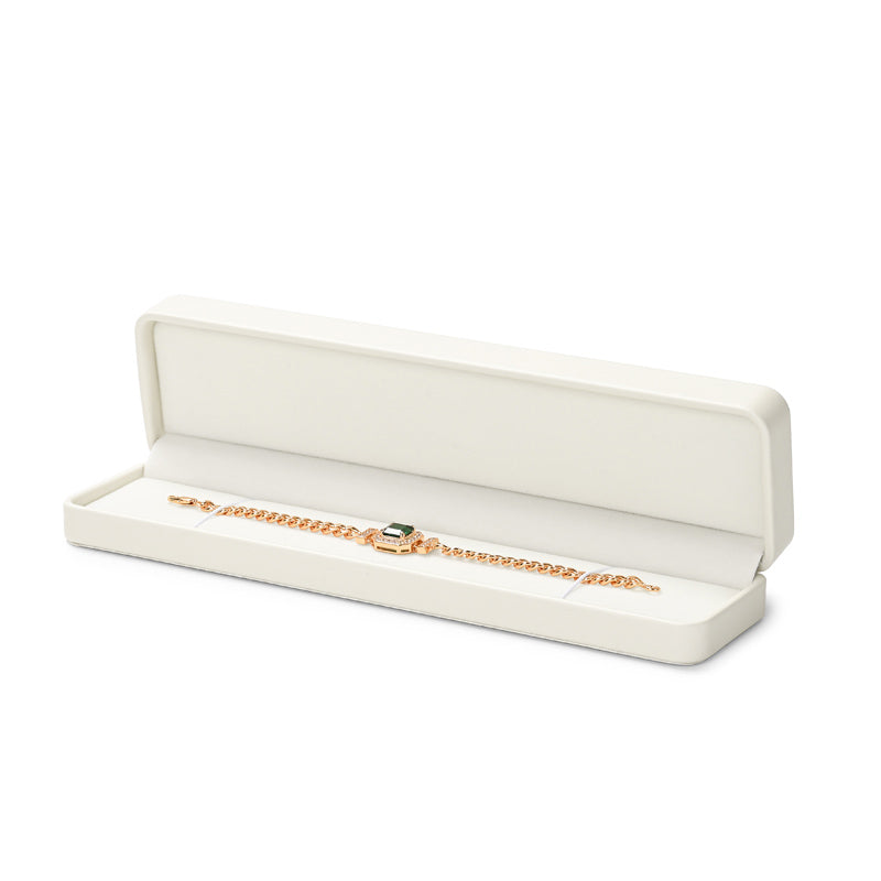 Classic Beige PU Leather Velvet Jewelry Ring Box H16001