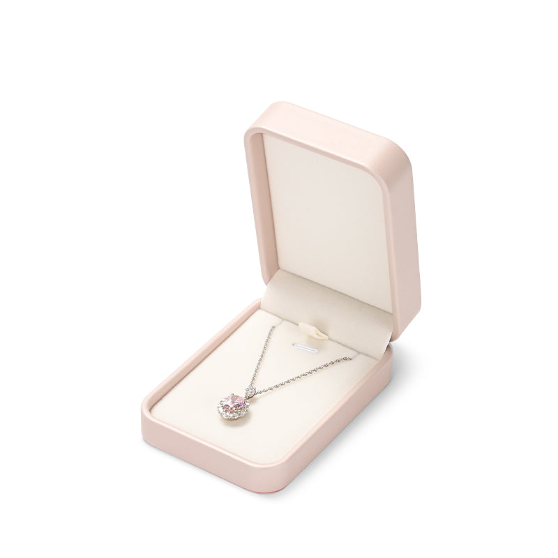 Nice Pink PU Leather Velvet Jewelry Packaging Box H161
