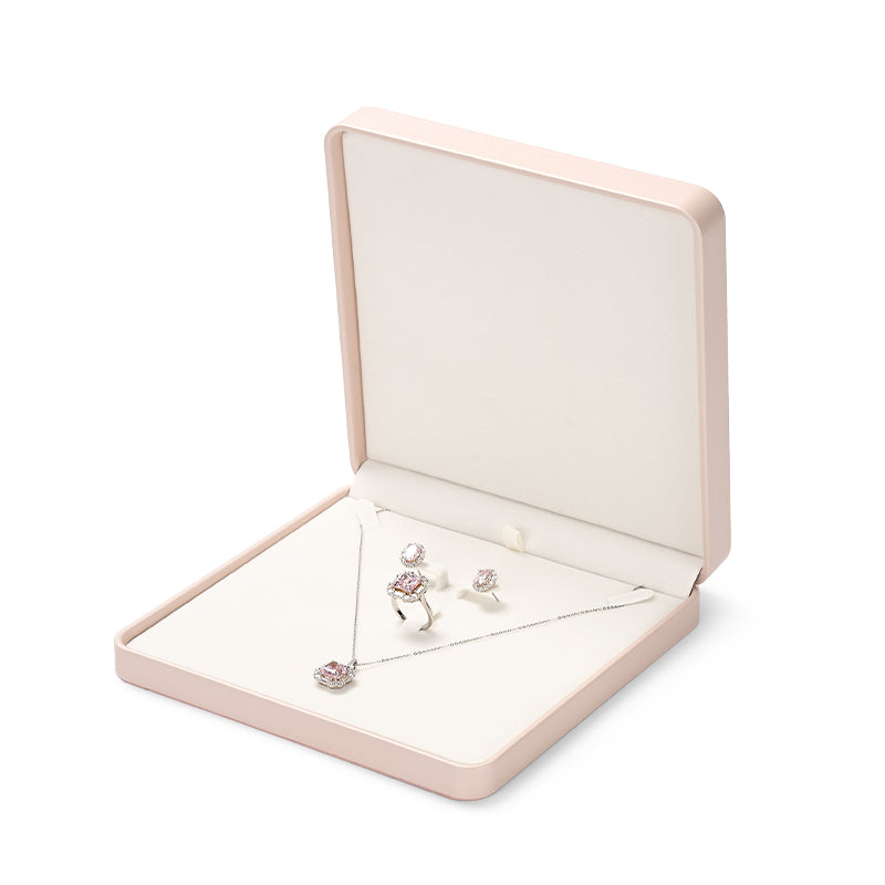 Nice Pink PU Leather Velvet Jewelry Packaging Box H161
