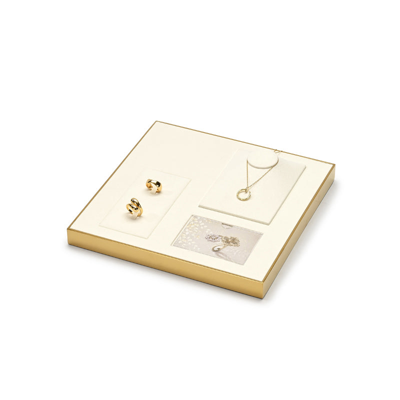 Gold Metal Beige Color Jewelry Showcase Display Set JS117 Promotion