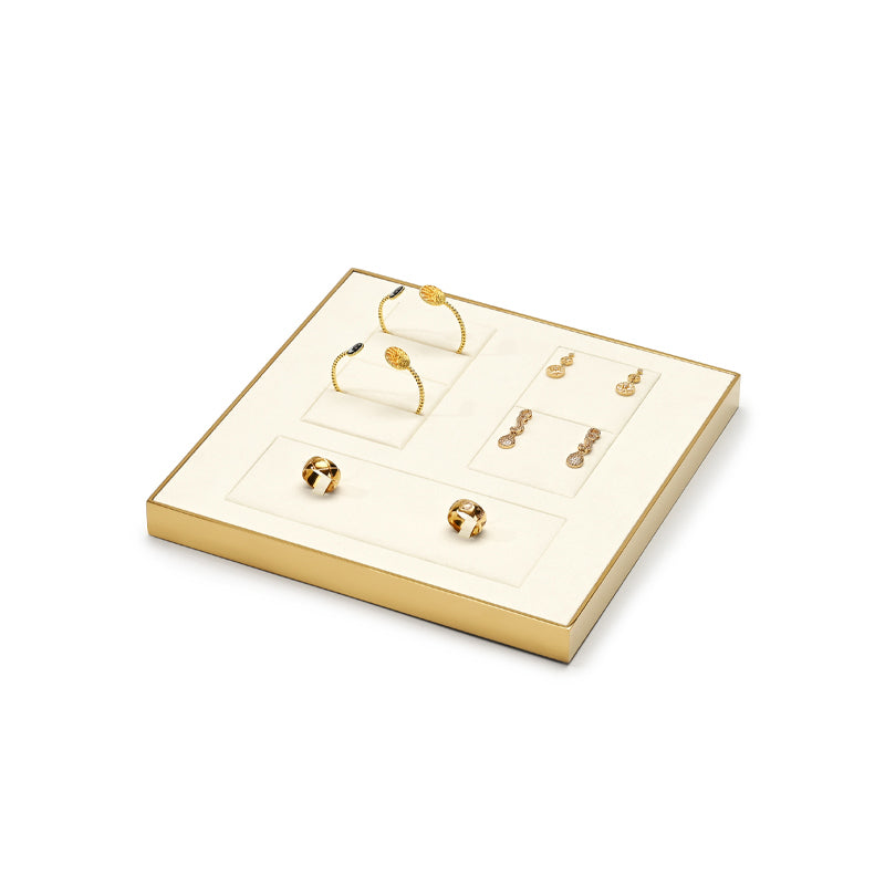 Gold Metal Beige Color Jewelry Showcase Display Set JS117 Promotion