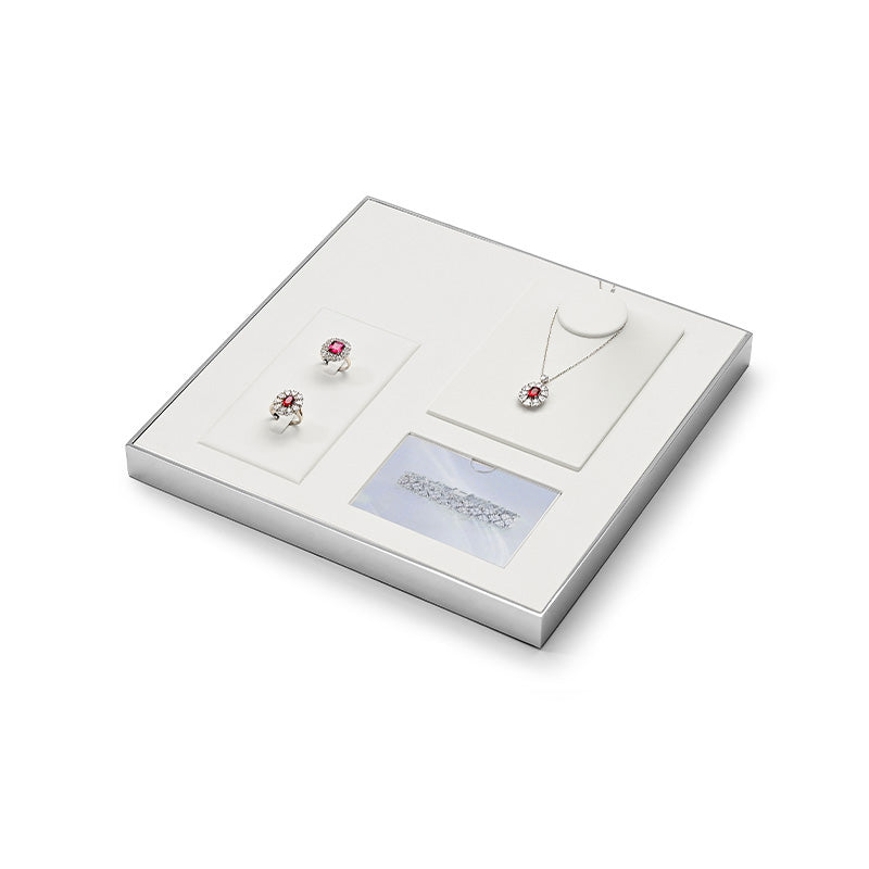 Silver Metal White Color Jewelry Showcase Display Set JS120 Promotion