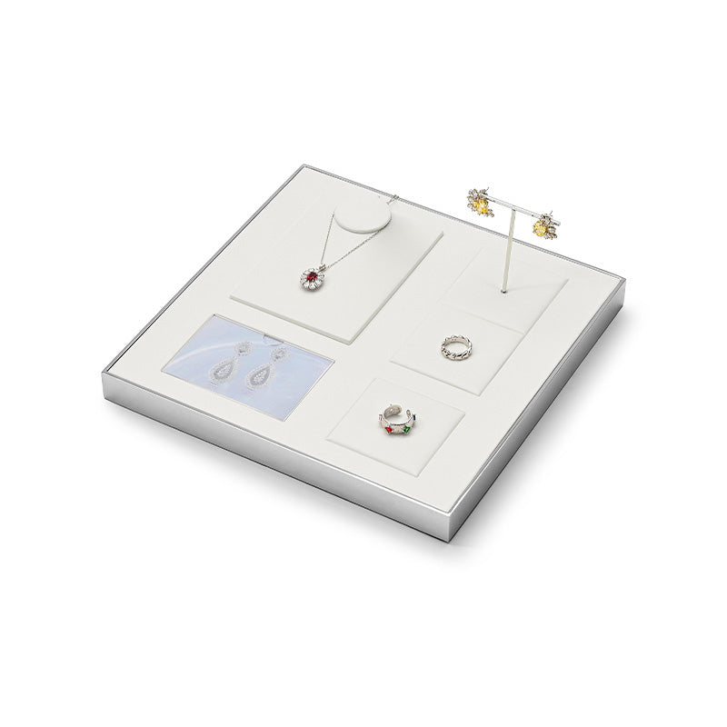 Silver Metal White Color Jewelry Showcase Display Set JS120 Promotion
