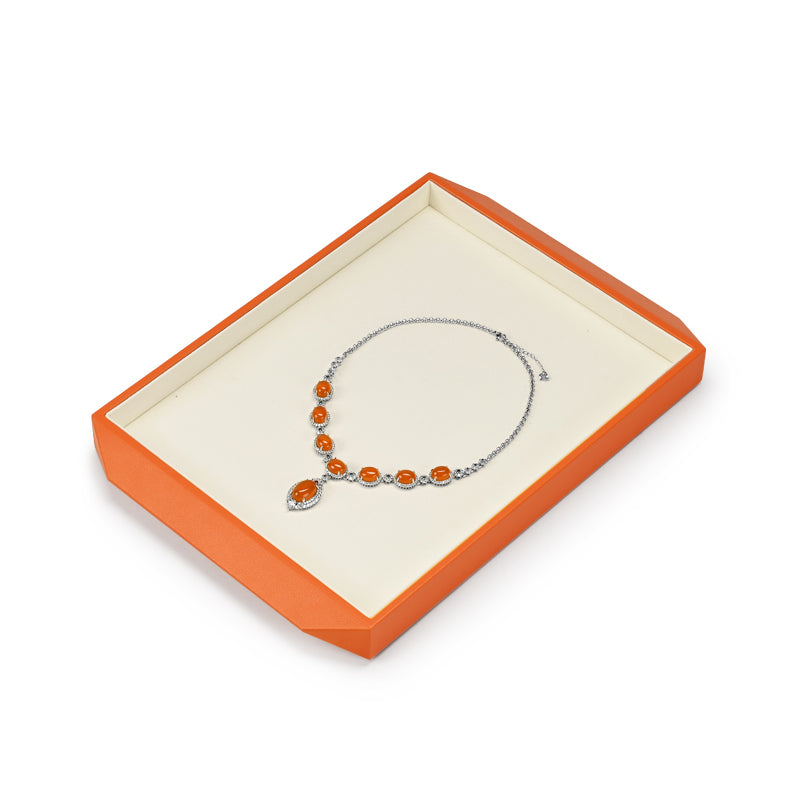 Black/Beige Microfiber Ring Necklace Pendant Earring Display Tray P172
