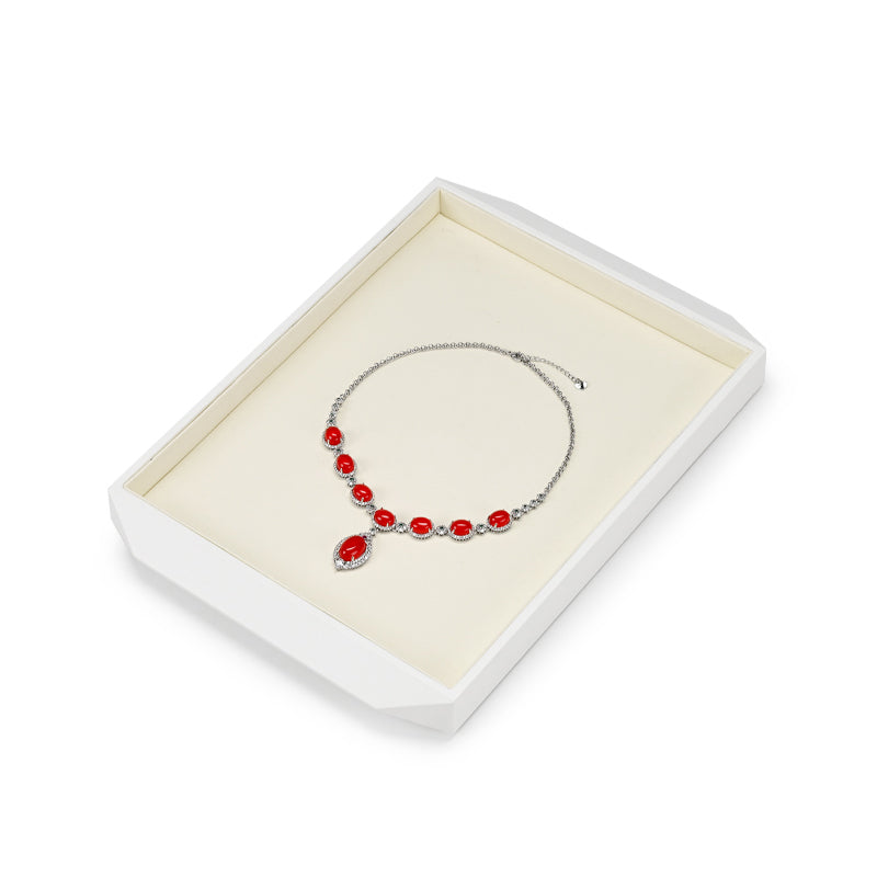 Black/Beige Microfiber Ring Necklace Pendant Earring Display Tray P172