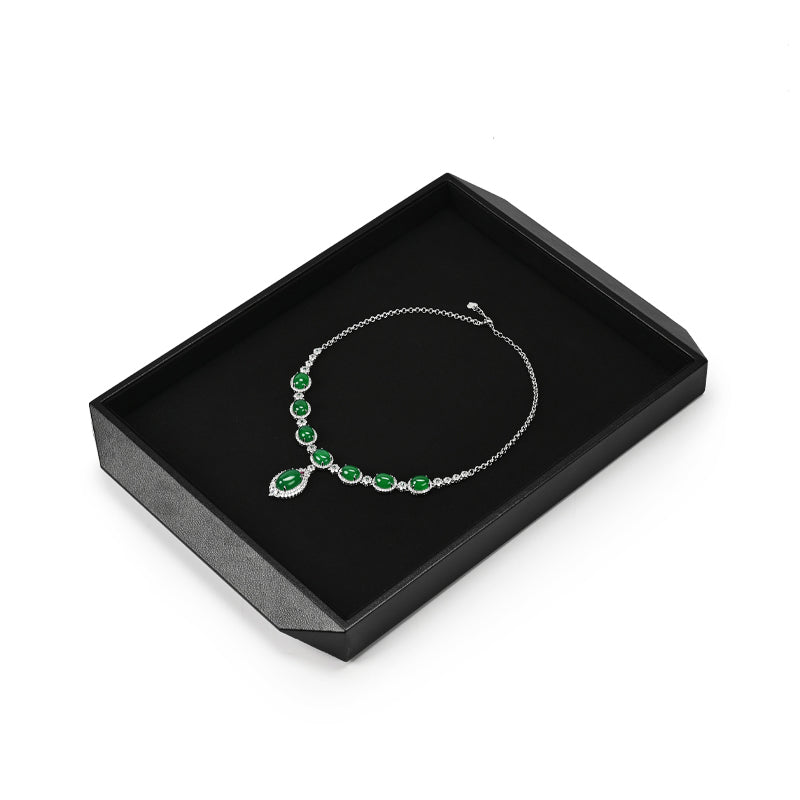 Black/Beige Microfiber Ring Necklace Pendant Earring Display Tray P172