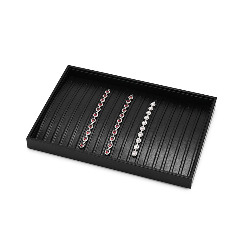 FANXI Black PU Leather Ring Necklace Pendant Earring Display Tray P173