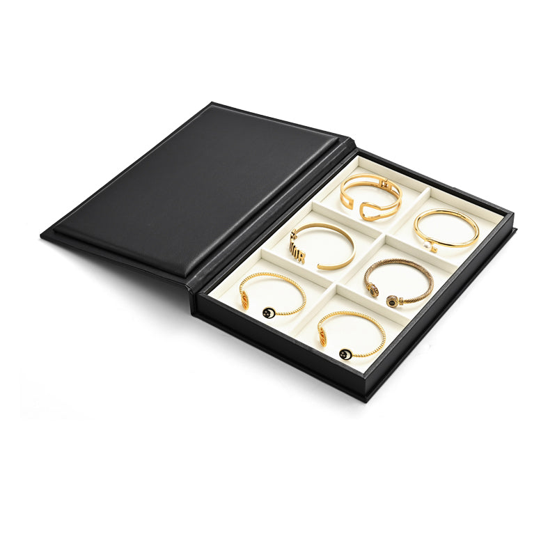 Black/Beige Microfiber Ring Necklace Pendant Earring Display Tray P183