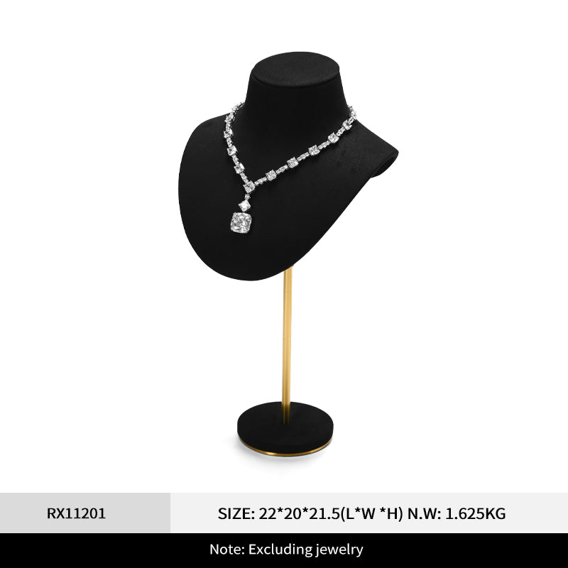Luxury Beige Microfiber Necklace Bust Display Stand RX112