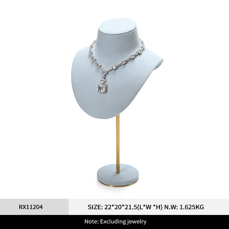Luxury Beige Microfiber Necklace Bust Display Stand RX112