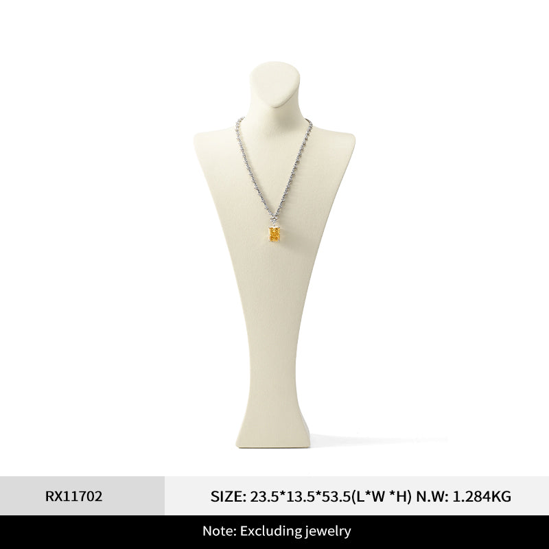 Luxury Beige Microfiber Necklace Bust Display Stand RX117