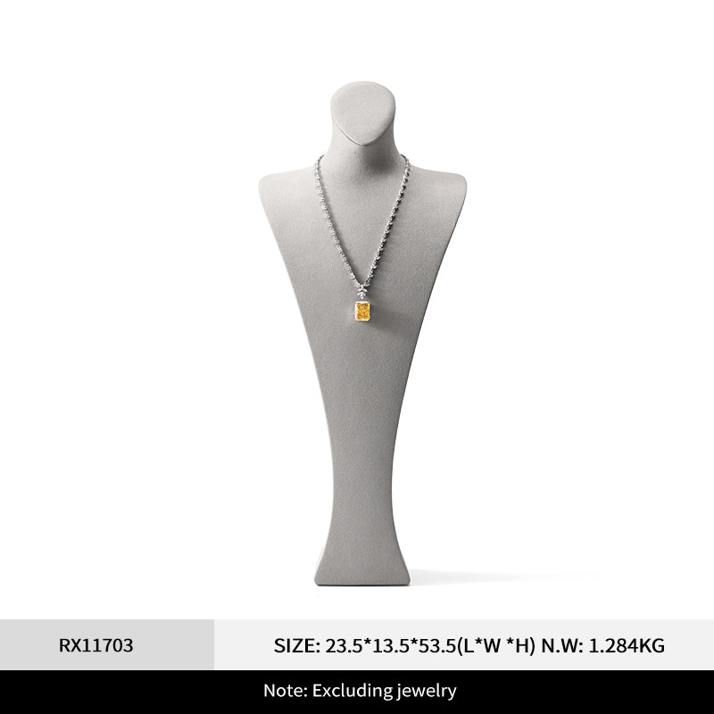 Luxury Beige Microfiber Necklace Bust Display Stand RX117