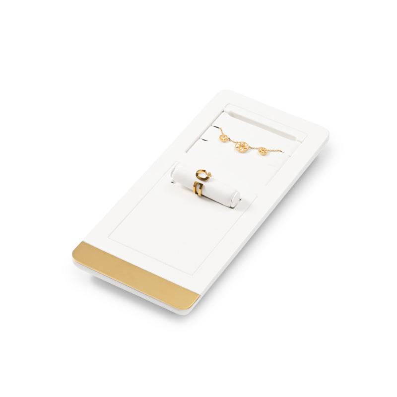FANXI White PU leather Earrings Ring Necklace Watch Jewelry Display Set TT259 Promotion