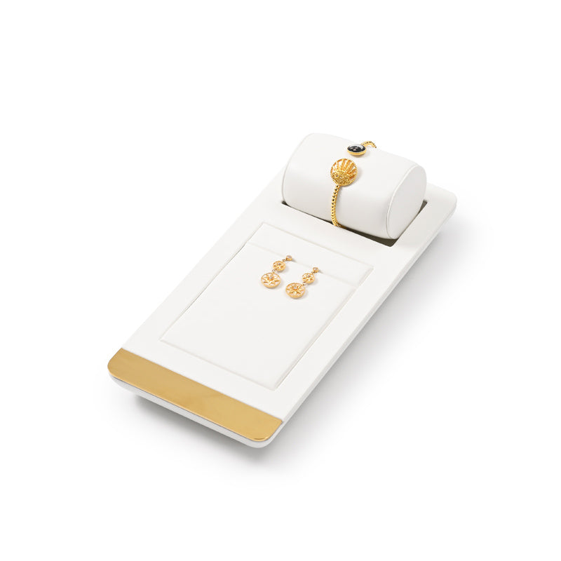 FANXI White PU leather Earrings Ring Necklace Watch Jewelry Display Set TT259 Promotion
