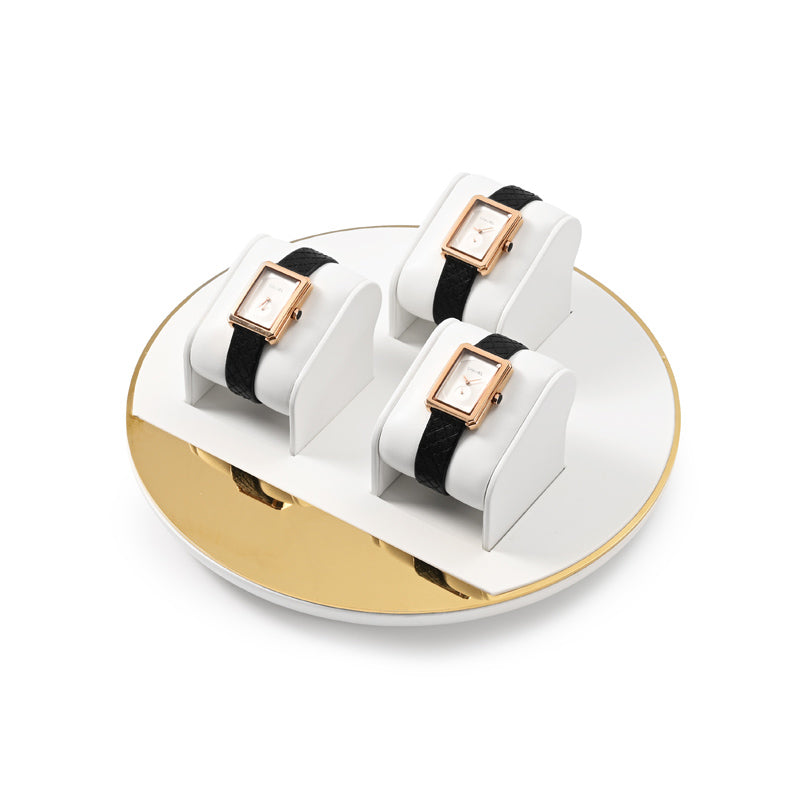 FANXI White PU leather Earrings Ring Necklace Watch Jewelry Display Set TT259 Promotion
